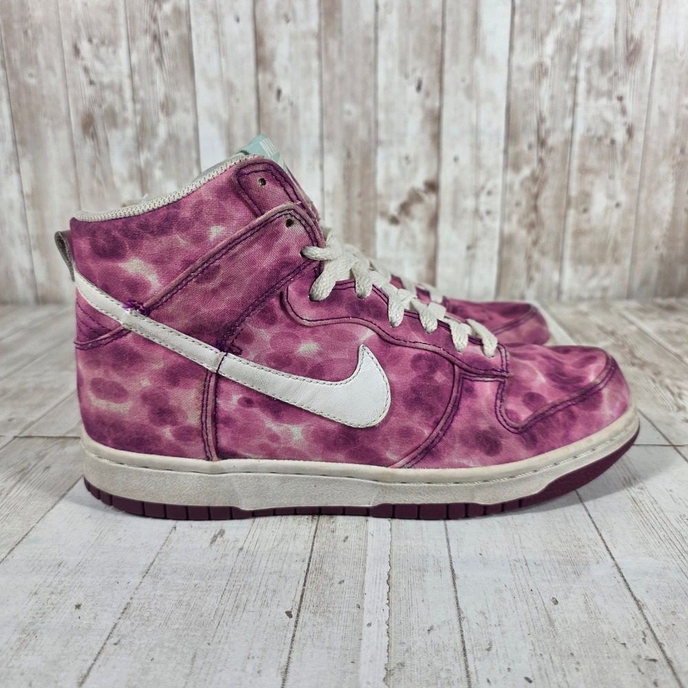 Nike Dunk High Purple Pink Tie Dye Canvas Sneakers 317814-511 Womens 7.5